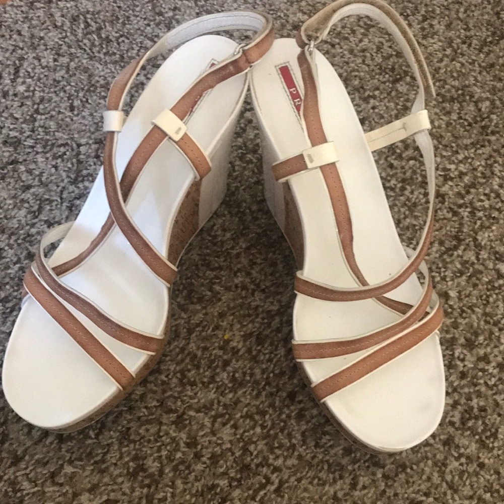 Prada logo wedges